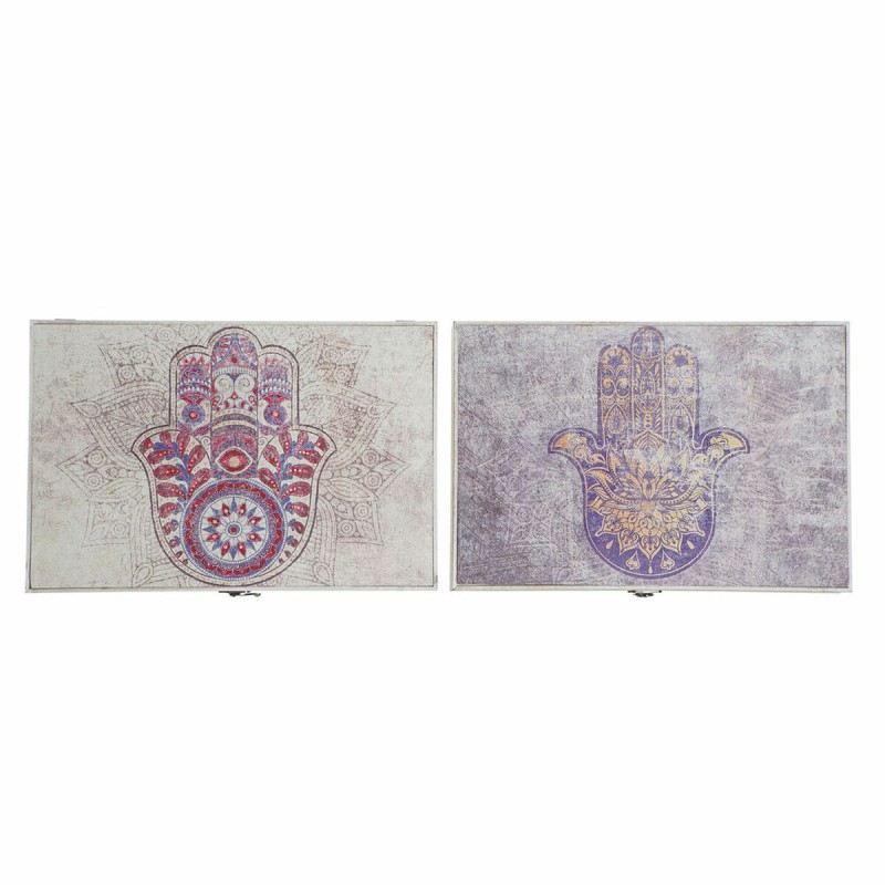 Armadietto portachiavi DKD Home Decor Beige Grigio Tela Legno MDF 2 Unità 46,5 x 6 x 31,5 cm Armadietto portachiavi DKD Home Decor Beige Grigio Tela Legno MDF 2 Unità 46,5 x 6 x 31,5 cm