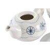 Set Teiera DKD Home Decor Azzurro Bianco 750 ml Dolomite (3 Unità)