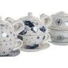 Set Teiera DKD Home Decor Azzurro Bianco 750 ml Dolomite (3 Unità)