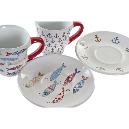 Set di Tazze da Caffè DKD Home Decor Multicolore Metallo Gres 130 ml