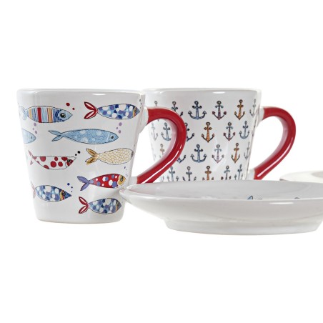 Set di Tazze da Caffè DKD Home Decor Multicolore Metallo Gres 130 ml
