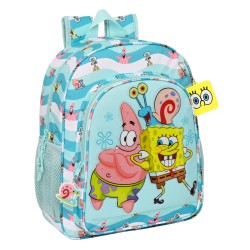 Zaino Scuola Spongebob Stay positive Azzurro Bianco 32 x 38 x 12 cm