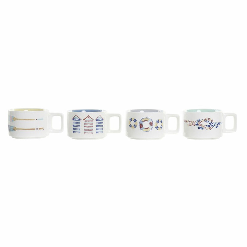 Set di Tazze da Caffè DKD Home Decor Azzurro Multicolore Metallo Dolomite 260 ml