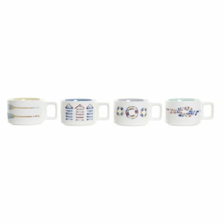 Set di Tazze da Caffè DKD Home Decor Azzurro Multicolore Metallo Dolomite 260 ml