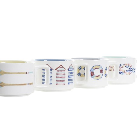 Set di Tazze da Caffè DKD Home Decor Azzurro Multicolore Metallo Dolomite 260 ml