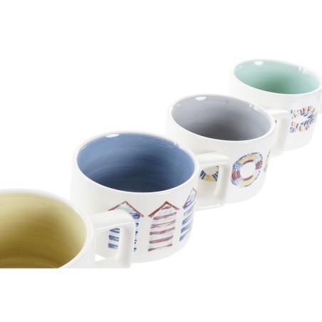 Set di Tazze da Caffè DKD Home Decor Azzurro Multicolore Metallo Dolomite 260 ml