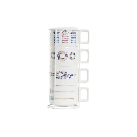 Set di Tazze da Caffè DKD Home Decor Azzurro Multicolore Metallo Dolomite 260 ml