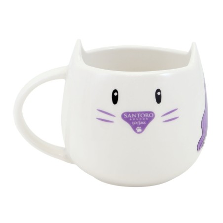 Tazza con Piatto Gorjuss Smitten kitten Bianco Nero Ceramica Sottobicchieri Tazza