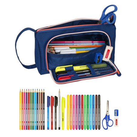 Astuccio per la Scuola con Accessori Kelme Navy blue Arancio Blu Marino 20 x 11 x 8.5 cm (32 Pezzi)