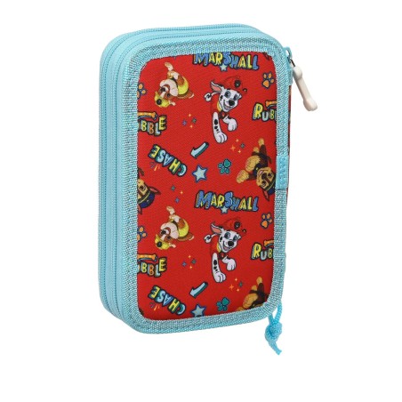 Astuccio per la Scuola con Accessori The Paw Patrol Funday Azzurro Rosso 12.5 x 19.5 x 4 cm (28 Pezzi)
