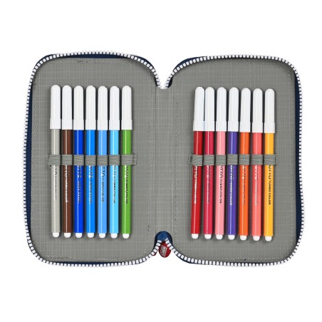 Astuccio per la Scuola con Accessori Munich College Grigio 12.5 x 19.5 x 4 cm (28 Pezzi)