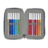 Astuccio per la Scuola con Accessori Munich College Grigio 12.5 x 19.5 x 4 cm (28 Pezzi)