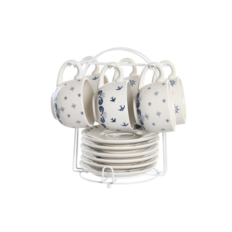 Set di Tazze e Piatti DKD Home Decor Azzurro Bianco Metallo Dolomite 180 ml 20 x 18 x 20 cm Set di Tazze e Piatti DKD Home Decor Azzurro Bianco Metallo Dolomite 180 ml 20 x 18 x 20 cm