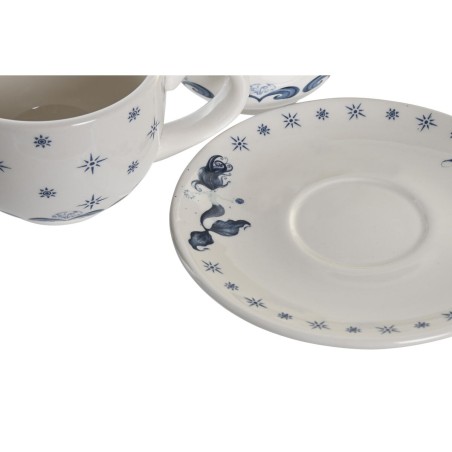 Set di Tazze e Piatti DKD Home Decor Azzurro Bianco Metallo Dolomite 180 ml 20 x 18 x 20 cm