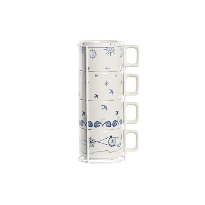 Set di Tazze da Caffè DKD Home Decor Azzurro Bianco Metallo Dolomite 260 ml Set di Tazze da Caffè DKD Home Decor Azzurro Bianco Metallo Dolomite 260 ml