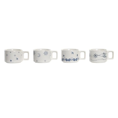 Set di Tazze da Caffè DKD Home Decor Azzurro Bianco Metallo Dolomite 260 ml