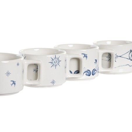Set di Tazze da Caffè DKD Home Decor Azzurro Bianco Metallo Dolomite 260 ml