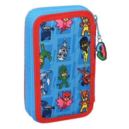 Astuccio Doppio PJ Masks Azzurro 12.5 x 19.5 x 4 cm (28 Pezzi)