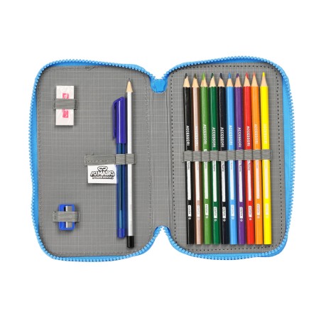 Astuccio Doppio PJ Masks Azzurro 12.5 x 19.5 x 4 cm (28 Pezzi)
