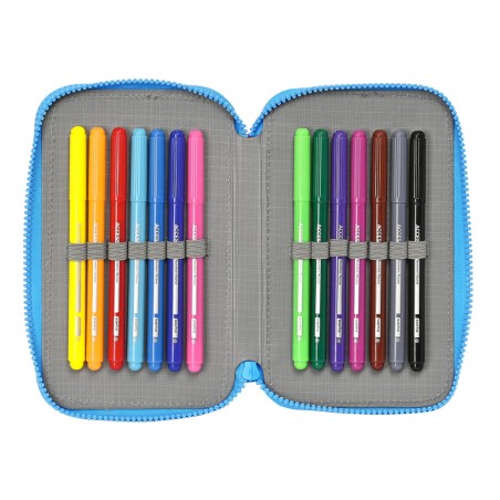 Astuccio Doppio PJ Masks Azzurro 12.5 x 19.5 x 4 cm (28 Pezzi)