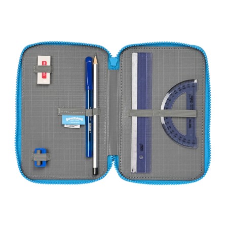 Plumier Triplo SuperThings Rescue force 12.5 x 19.5 x 5.5 cm Azzurro (36 Pezzi)