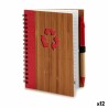 Quaderno ad Anelli con Penna Pincello AR1810137 1 x 16 x 12 cm Bambù (12 Unità)