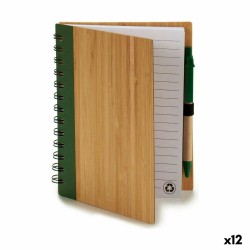 Quaderno ad Anelli con Penna Pincello 1711113 14 x 18 cm Bambù (12 Unità)