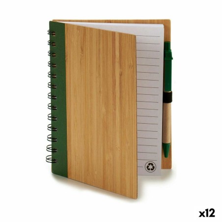 Quaderno ad Anelli con Penna Pincello 1711113 14 x 18 cm Bambù (12 Unità)
