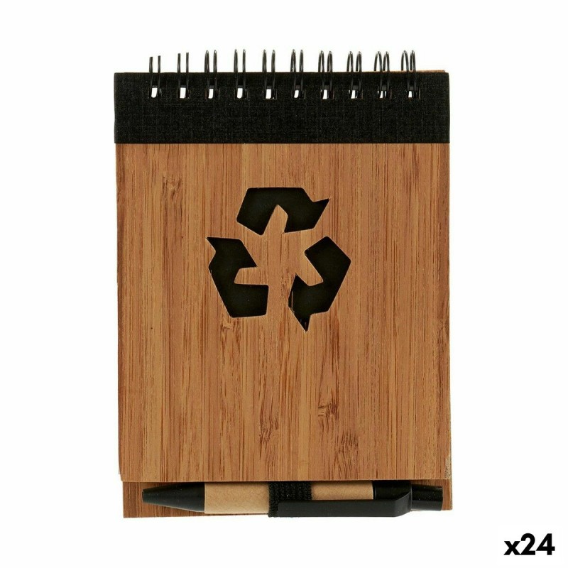 Quaderno ad Anelli con Penna Pincello AR1810139 1 x 10 x 13 cm Bambù (24 Unità)