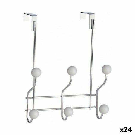 Appendiabiti per Porte Berilo W4742-6H Bianco Metallo Plastica 10 x 22 x 26 cm (24 Unità)