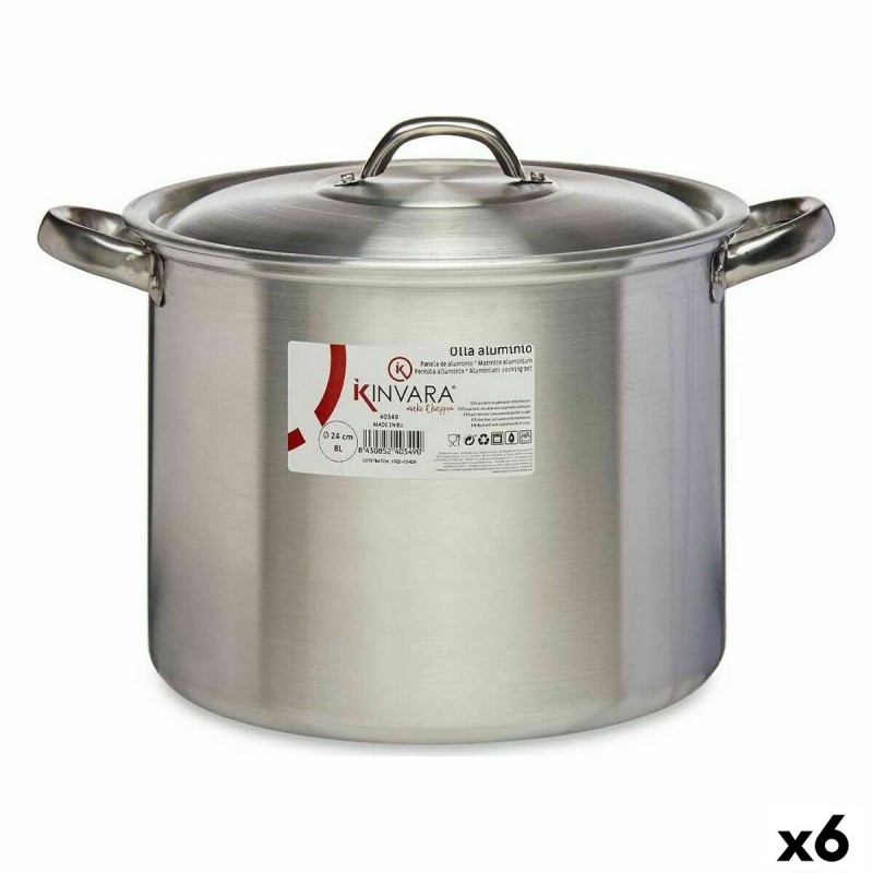 Pentola con Coperchio Kinvara 100035 Argentato Alluminio Ø 24 cm (6 Unità) Pentola con Coperchio Kinvara 100035 Argentato Alluminio Ø 24 cm (6 Unità)