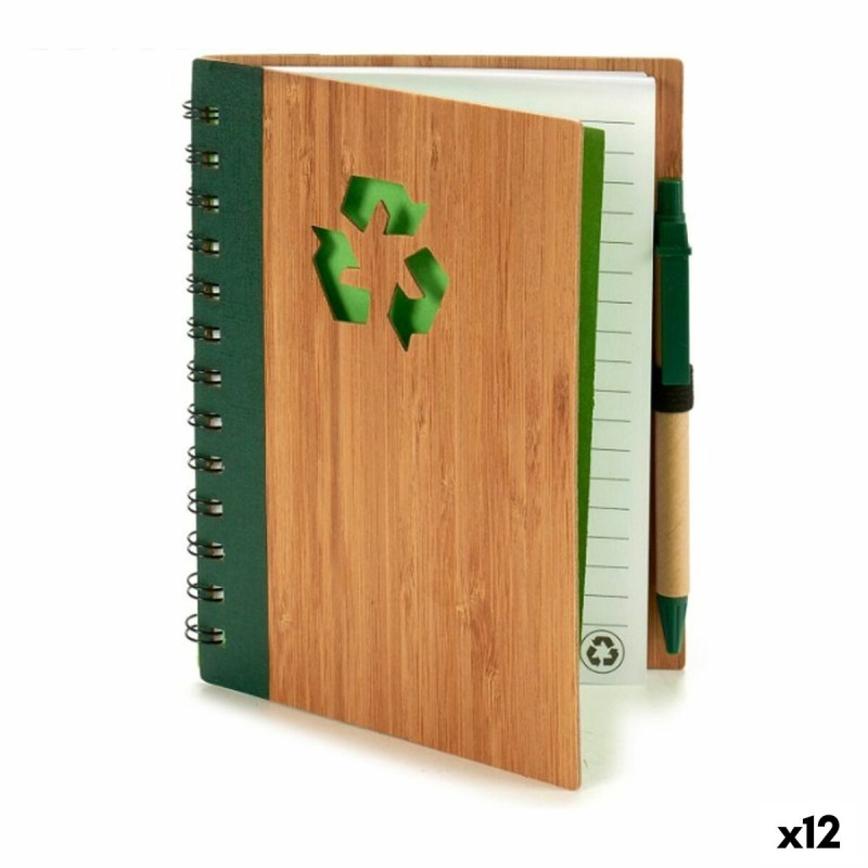 Quaderno ad Anelli con Penna Pincello AR1810136 1 x 18 x 14 cm Bambù (12 Unità)
