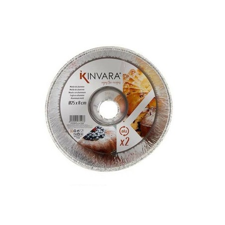 Stampo per Budino Kinvara 30287C Argentato Alluminio 25 x 7,7 x 25 cm Monouso Flan (12 Unità)