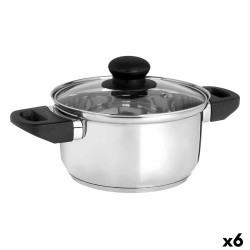 Casseruola con coperchio in vetro Kinvara 16689B Argentato 1,8 L 28 x 9 x 18 cm (6 Unità)