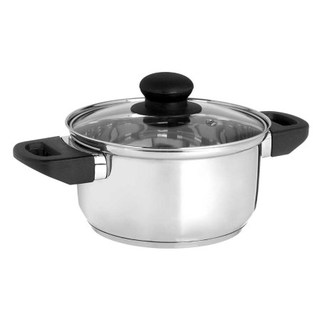 Casseruola con coperchio in vetro Kinvara 16689B Argentato 1,8 L 28 x 9 x 18 cm (6 Unità)