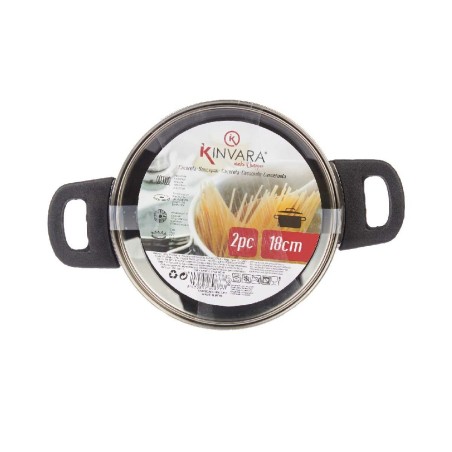 Casseruola con coperchio in vetro Kinvara 16689B Argentato 1,8 L 28 x 9 x 18 cm (6 Unità)