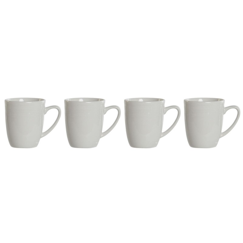 Set di 4 Tazze Mug DKD Home Decor Bianco Porcellana 330 ml 12 x 10 x 9 cm Set di 4 Tazze Mug DKD Home Decor Bianco Porcellana 330 ml 12 x 10 x 9 cm