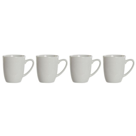 Set di 4 Tazze Mug DKD Home Decor Bianco Porcellana 330 ml 12 x 10 x 9 cm