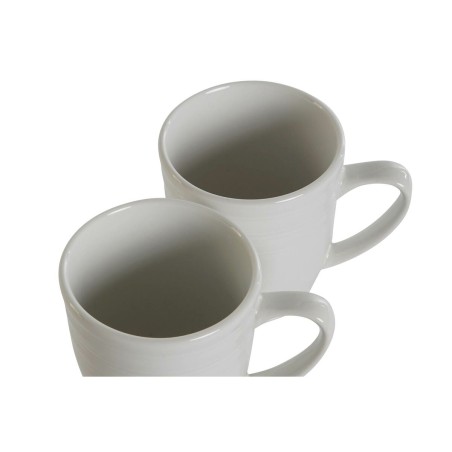 Set di 4 Tazze Mug DKD Home Decor Bianco Porcellana 330 ml 12 x 10 x 9 cm
