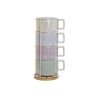 Set di Tazze da Caffè DKD Home Decor Verde Blu cielo Lilla Metallo Bambù Dolomite 260 ml