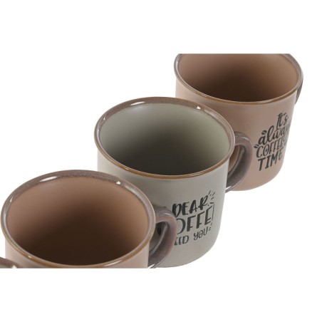 Set di Tazze da Caffè Home ESPRIT Azzurro Rosa Gres 180 ml