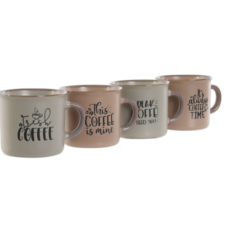 Set di Tazze da Caffè Home ESPRIT Azzurro Rosa Gres 180 ml