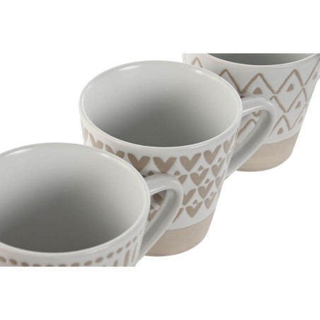 Set di Tazze da Caffè Home ESPRIT Bianco Beige Gres 180 ml