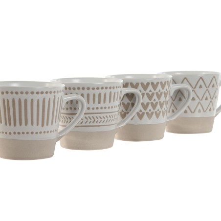 Set di Tazze da Caffè Home ESPRIT Bianco Beige Gres 180 ml
