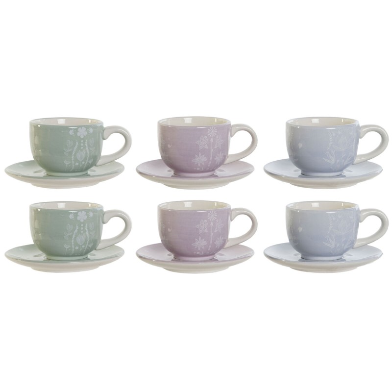 Set da Caffè DKD Home Decor Azzurro Bianco Verde Lilla Metallo Dolomite 180 ml Set da Caffè DKD Home Decor Azzurro Bianco Verde Lilla Metallo Dolomite 180 ml