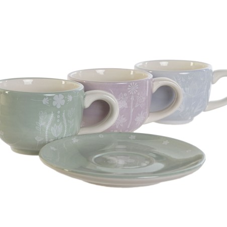 Set da Caffè DKD Home Decor Azzurro Bianco Verde Lilla Metallo Dolomite 180 ml