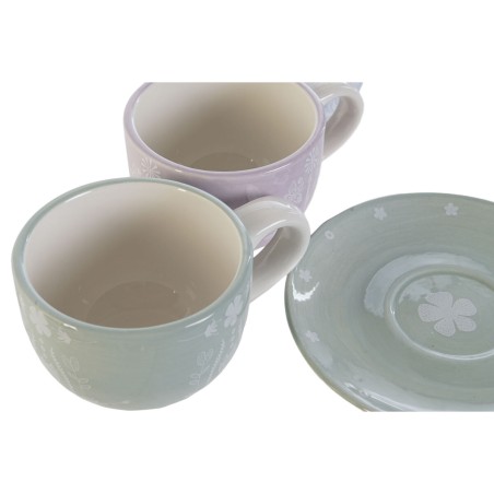 Set da Caffè DKD Home Decor Azzurro Bianco Verde Lilla Metallo Dolomite 180 ml