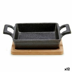Casseruola per Servire le Tapas Kinvara 1277SJ4810 Marrone Nero Bambù Ferro 19 x 5 x 14 cm (12 Unità)