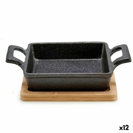 Casseruola per Servire le Tapas Kinvara 1277SJ4810 Marrone Nero Bambù Ferro 19 x 5 x 14 cm (12 Unità)