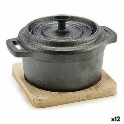 Teglia Kinvara 219SJ091 Marrone Nero Bambù Ferro battuto 13 x 10 x 8,5 cm (12 Unità)
